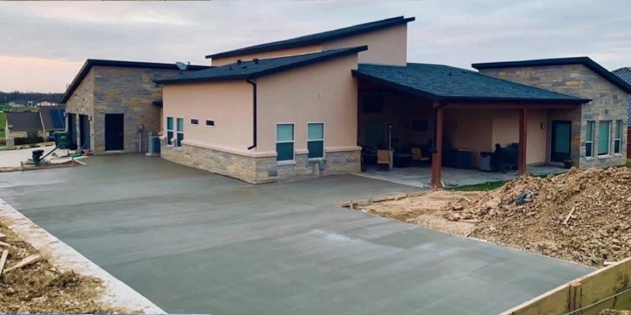 Finished concrete driveway